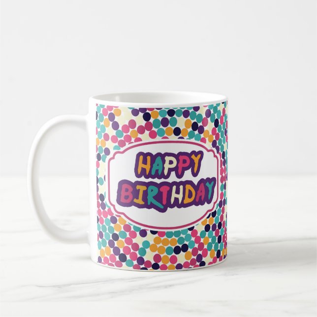 Mug Joyeux anniversaire avec texte personnalisé Cercle (Gauche)