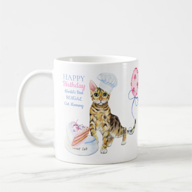 Mug Joyeux anniversaire Bengale Cat Mommy - Ajouter un (Gauche)