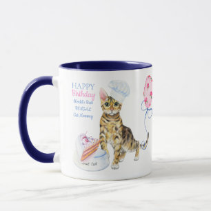 Mug Joyeux Anniversaire Bengale Chat Maman - Cadeau pe