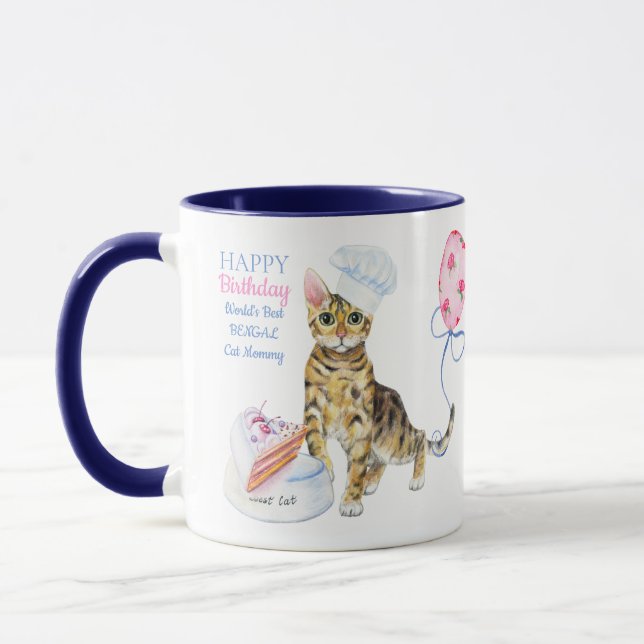 Mug Joyeux Anniversaire Bengale Chat Maman - Cadeau pe (Gauche)