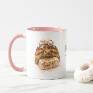 Mug Joyeux Anniversaire Cadeau tortue Sulcata aquarell