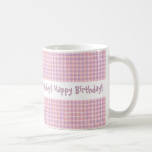 Mug Joyeux anniversaire de conception rose et pourpre