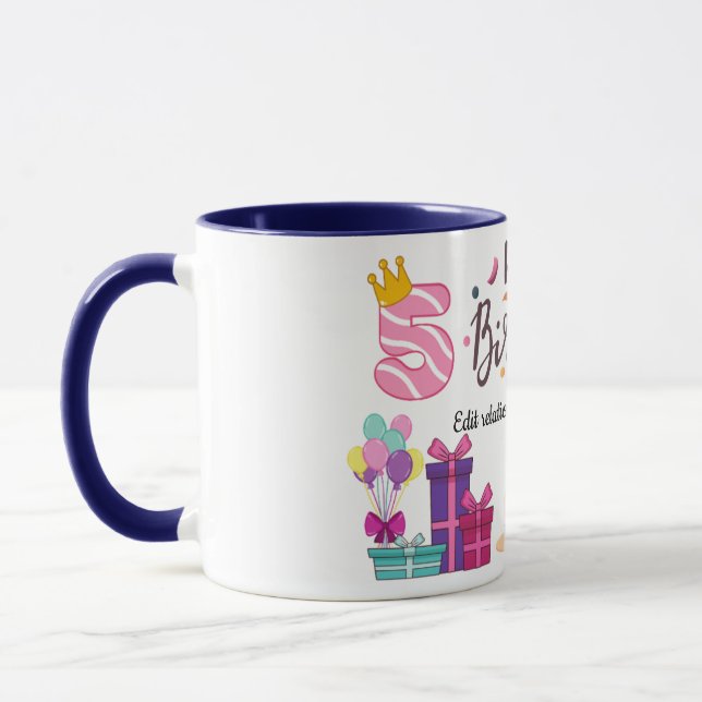 Mug Joyeux Anniversaire Design Modifiable  (Gauche)