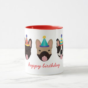 Mug Joyeux anniversaire français Bulldog Party Casquet