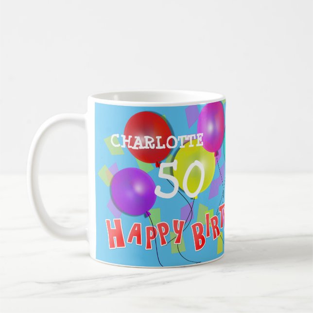 Mug Joyeux Anniversaire Fun 50e jalon Personnalisé (Gauche)