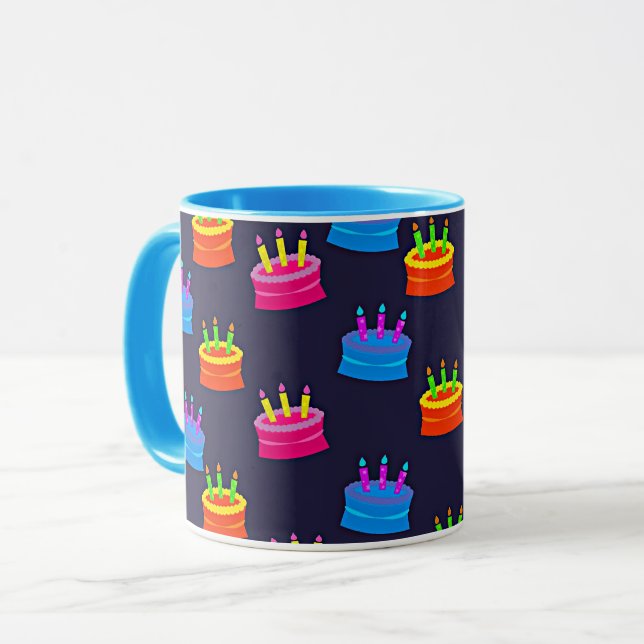 Mug Joyeux anniversaire, gâteau aux bougies, (Devant gauche)