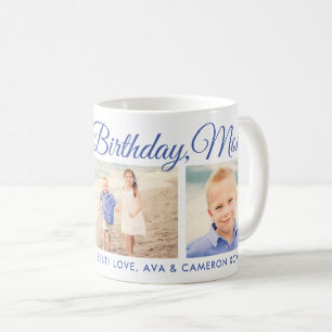 Mug Joyeux anniversaire Maman Bleu Script photo Keepsa