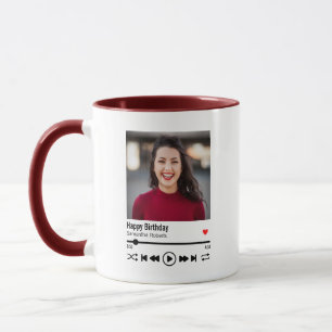 Mug Joyeux Anniversaire moderne Photo Nom personnalisé