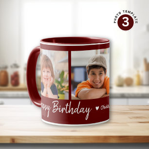 Mug Joyeux anniversaire personnalisé 3 photo Collage M