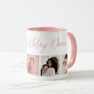 Mug Joyeux anniversaire personnalisé Nana 5 photos col
