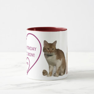 Mug Joyeux Anniversaire Photos de Chat Maman et Cœur