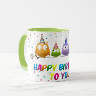 Mug Joyeux Anniversaire pour vous, Chouettes,