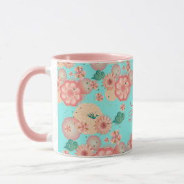 Mug Joyeux Anniversaire Printemps Fleurs de Pêche Moti