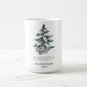 Mug Joyeux Aquarelle Neige Pine Noël Arbre Cadeaux