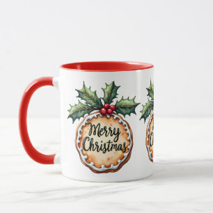 Mug Joyeux biscuit de Noël avec baies Holly
