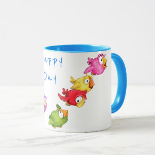 Mug Joyeux boug d'oiseaux volant - Texte personnalisé
