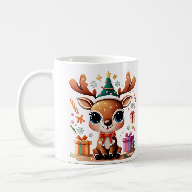 Mug Joyeux cadeau de Noël Reindeer (Gauche)