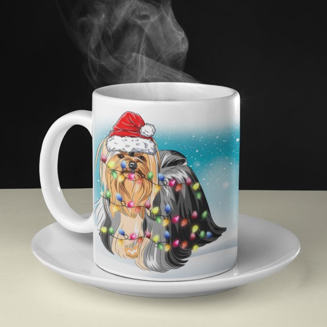 Mug Joyeux Casquette de Noël Yorkshire Terrier Lover (Créateur téléchargé)