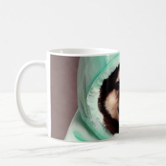 Mug Joyeux chien en costume vert à la menthe (Gauche)