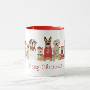 Mug Joyeux Chiens de Noël Rouge Vert