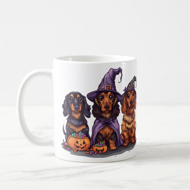 Mug Joyeux Chiens sorciers Halloween Dachshund (Gauche)