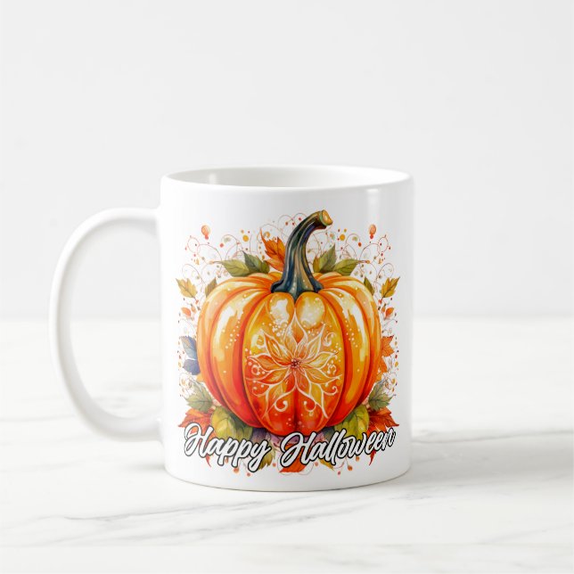 Mug Joyeux Citrouille d'Halloween décoratif festif (Gauche)