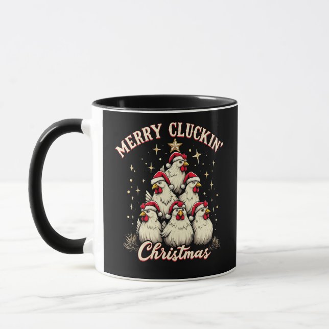 Mug Joyeux clucage Noël Funny Chicken Roosters (Gauche)