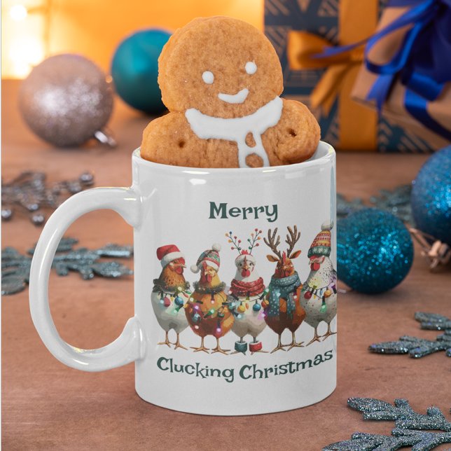 Mug Joyeux clucage Noël Turquoise poulet vert (Créateur téléchargé)