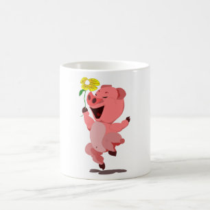 Mug Joyeux Cochon avec Fleur - Vos couleurs / Texte