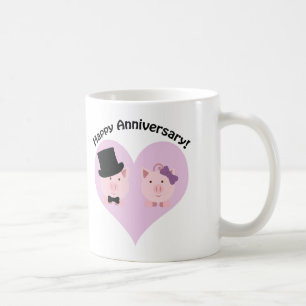 Mug Joyeux couple de cochons à l'anniversaire