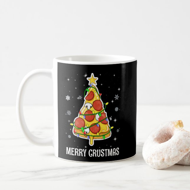 Mug Joyeux Crustmas Pizza Noël Arbre de Noël Cadeaux (Avec donut)