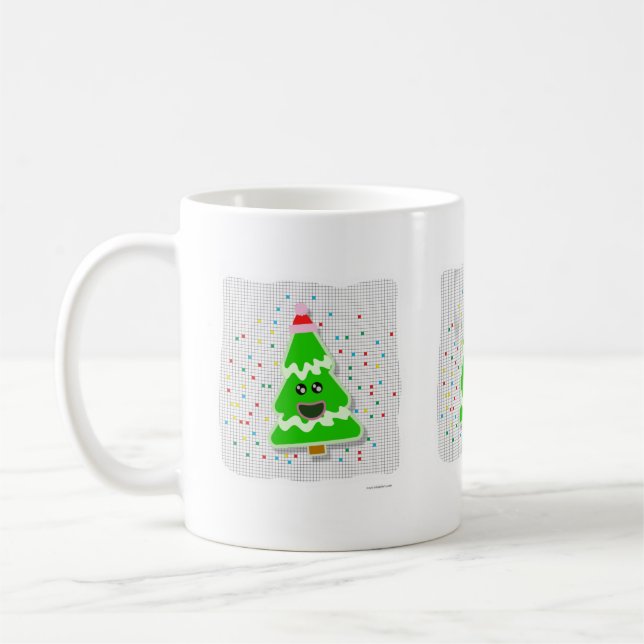 Mug Joyeux dessin d'arbre de Noël à la Kawaii Style (Gauche)