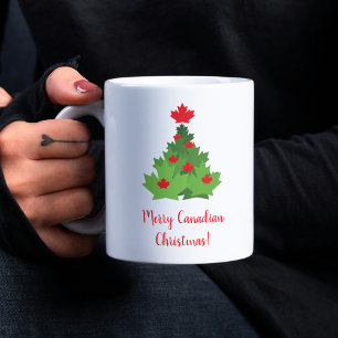 Mug Joyeux drapeau canadien feuille d'érable Noël