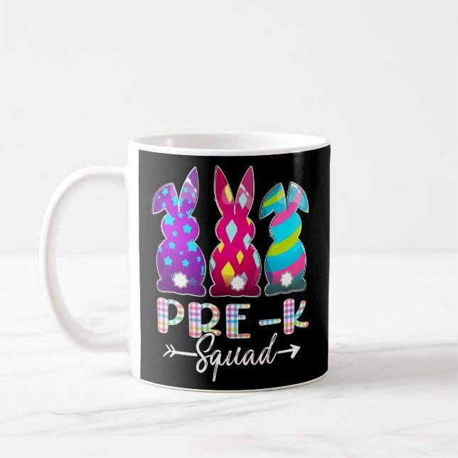 Mug Joyeux Equipe pré-K de Pâques Trois lapins Jour de (Gauche)