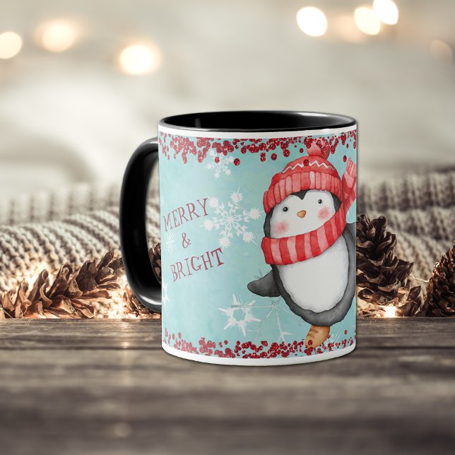 Mug Joyeux et brillants petits pingouins de Noël (Créateur téléchargé)