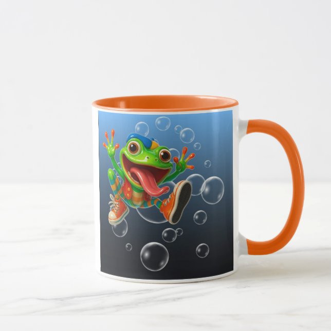 Mug joyeux et fun, grenouille sous l'eau. (Droite)