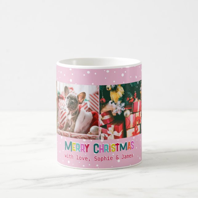 Mug Joyeux et lumineux Noël 4 Photo Collage (Centre)