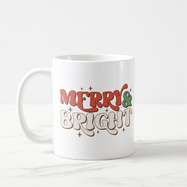 Mug Joyeux et lumineux Noël rétro (Gauche)