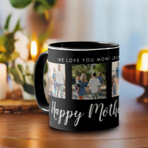 Mug Joyeux Fête des Mères Photo Collage Noir