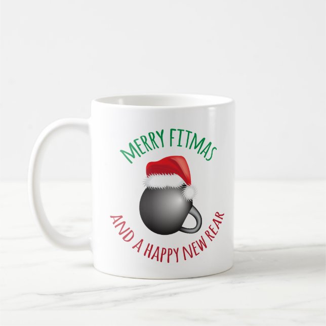 Mug Joyeux Fitmas drôle et nouvel arrière heureux (Gauche)