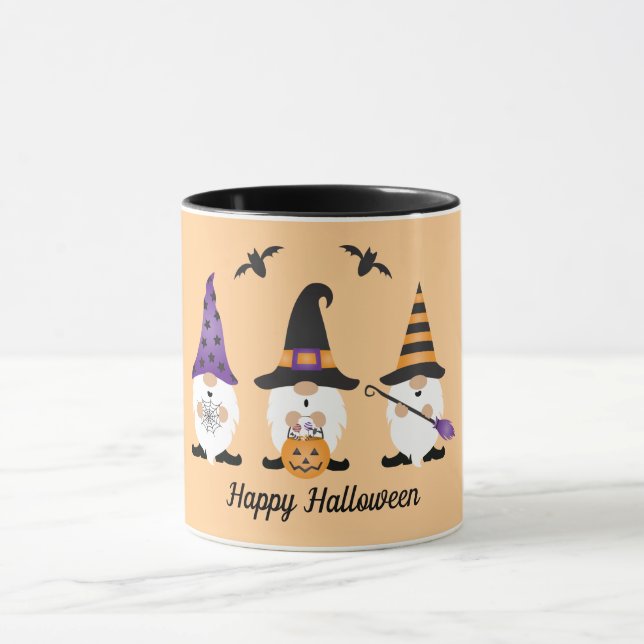 Mug Joyeux Gnomes d'Halloween violet orange (Centre)