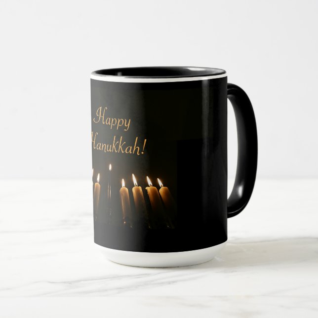 Mug Joyeux Hanoukka Menorah bougies élégantes (Devant droit)