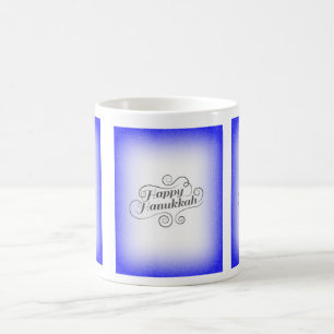 Mug Joyeux Hanukkah à fond bleu blanc 2 tons