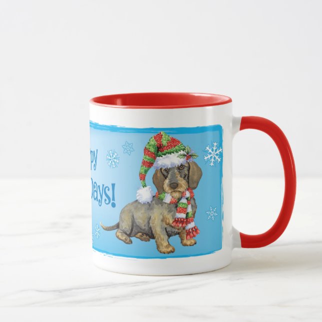 Mug Joyeux Howlidays À poils durs Dachshund (Droite)
