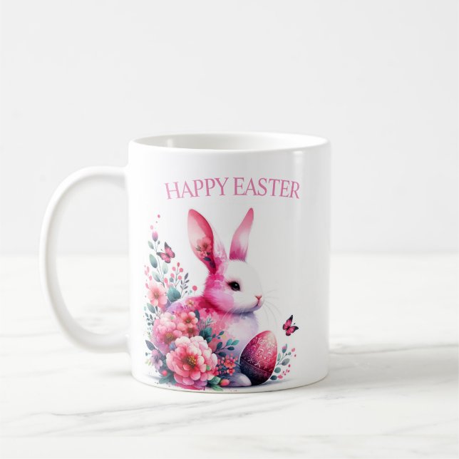 Mug Joyeux lapin rose de Pâques (Gauche)