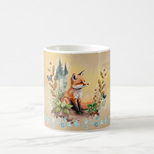 Mug Joyeux look d'aquarelle de la moisissure renard bo (Centre)