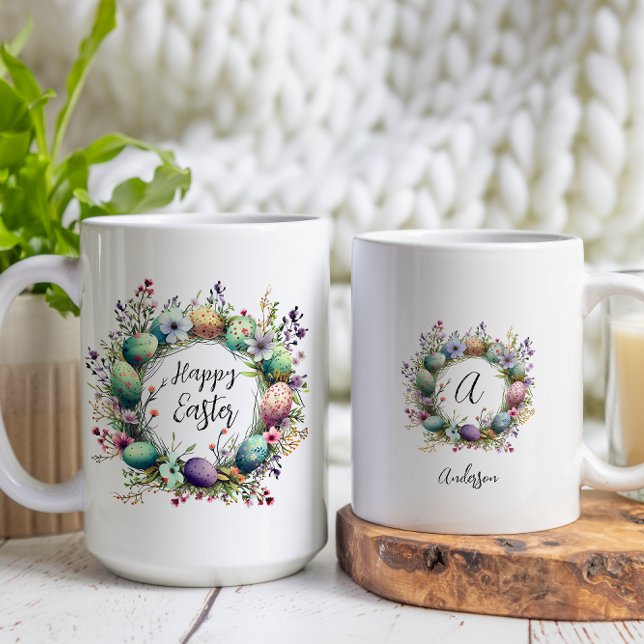 Mug Joyeux Monogramme personnalisé de la couronne d'oe (Créateur téléchargé)