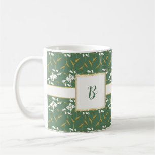 Mug Joyeux monogramme vert de la flore regale