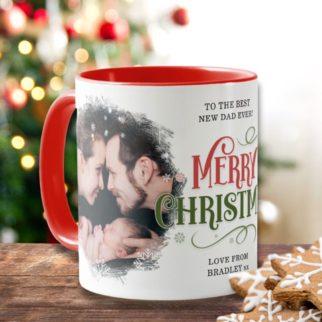 Mug Joyeux Noël 2 Photo Meilleur Nouveau Papa Jamais P (Créateur téléchargé)