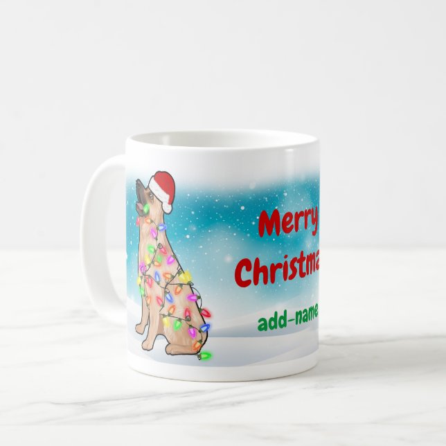 Mug Joyeux Noël Allemand Berger Santa Hat Cute (Devant gauche)